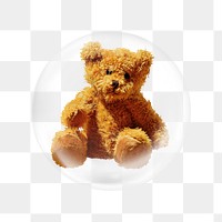 Teddy bear png sticker, bubble design transparent background. Remixed by rawpixel.
