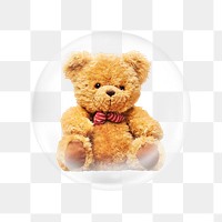 Teddy bear png sticker, bubble design transparent background. Remixed by rawpixel.