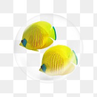 Yellow exotic fish png sticker, bubble design transparent background. Remixed by rawpixel.