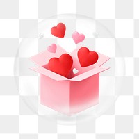 PNG Valentine's gift box   sticker, bubble design transparent background