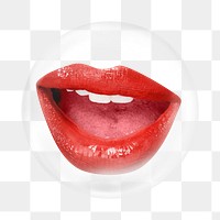 Png sexy red lips      sticker, bubble design transparent background