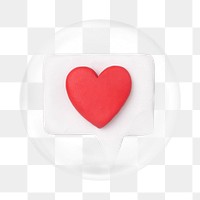 PNG heart clay icon   sticker, bubble design transparent background