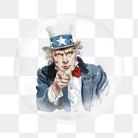 Uncle Sam png American patriotism sticker, bubble design transparent background. Remixed by rawpixel.