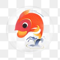 Jumping fish png cartoon sticker, animal illustration, bubble design transparent background. Remixed by rawpixel.