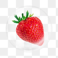 Fresh strawberry png sticker, bubble design transparent background. Remixed by rawpixel.