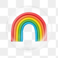 Cute rainbow png sticker, bubble design transparent background