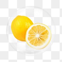 Lemon slice png organic fruit sticker, bubble design transparent background. Remixed by rawpixel.