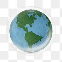 Planet earth    sticker, bubble design transparent background