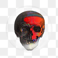 Retro skull png   sticker, bubble design transparent background