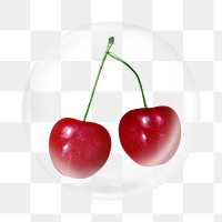 Red cherry png sticker, bubble design transparent background. Remixed by rawpixel.