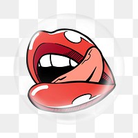 PNG pop art lips     sticker, bubble design transparent background