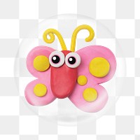 Cute butterfly png   sticker, bubble design transparent background