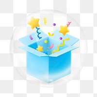 PNG confetti open box     sticker, bubble design transparent background