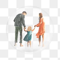 Happy family png   sticker, bubble design transparent background