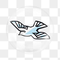 Flying dove png sticker,  bubble design transparent background. Remixed by rawpixel.