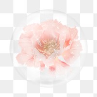 Pink peony png sticker,  bubble design transparent background. Remixed by rawpixel.