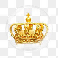 Golden crown png element in bubble