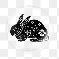 Rabbit illustration png element, animal in bubble