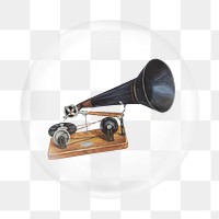 Vintage gramophone png element in bubble