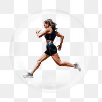 Running woman png element in bubble