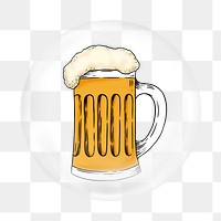 Beer illustration png element, drink in bubble