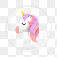 3D unicorn png element, animal in bubble