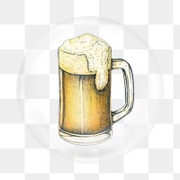 Beer illustration png element, drink in bubble