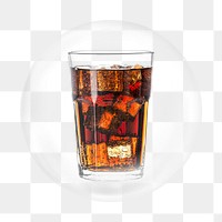 Iced cola png element, drink in bubble