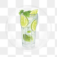 Mojito cocktail png element, drink in bubble