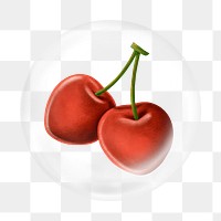 Cherry png element, fruit in bubble