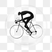 Riding bicycle png element in bubble