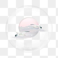 Aesthetic seagulls png element in bubble