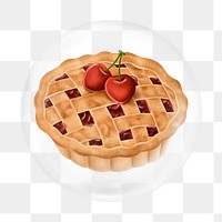 Cherry pie png element, dessert in bubble