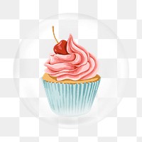 Cute cupcake png element, dessert in bubble