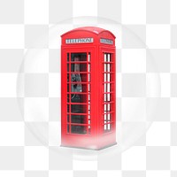 Red telephone booth png element in bubble