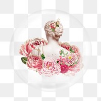 Floral woman sculpture png element in bubble