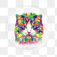 Funky cat png element, animal in bubble