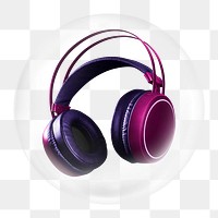 Purple headphones png element in bubble