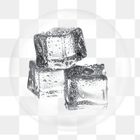 Ice cubes png element, drink in bubble