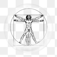 Vitruvian man png element in bubble