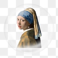 Png Vermeer's Girl with a Pearl Earring element in bubble. Remixed by rawpixel.