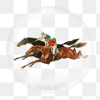 Horse riders png element in bubble