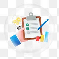 3D checklist png element in bubble