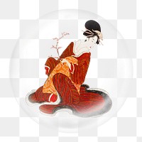 Ukiyo-e woman png element in bubble