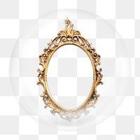 Gold frame png element in bubble