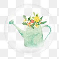 Aesthetic watering can png element, in bubble design