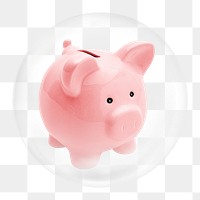 3D piggy bank png element in bubble