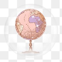 Pink globe png element in bubble