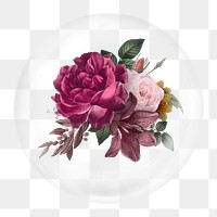 Vintage flower png element, in bubble design