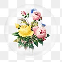 Vintage bouquet png element, in bubble design